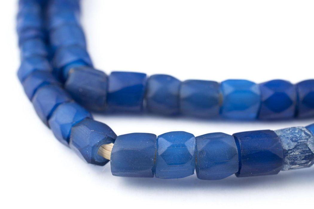 Dark Faceted Russian Blue Glass Trade Beads (7-10mm) - The Bead Chest