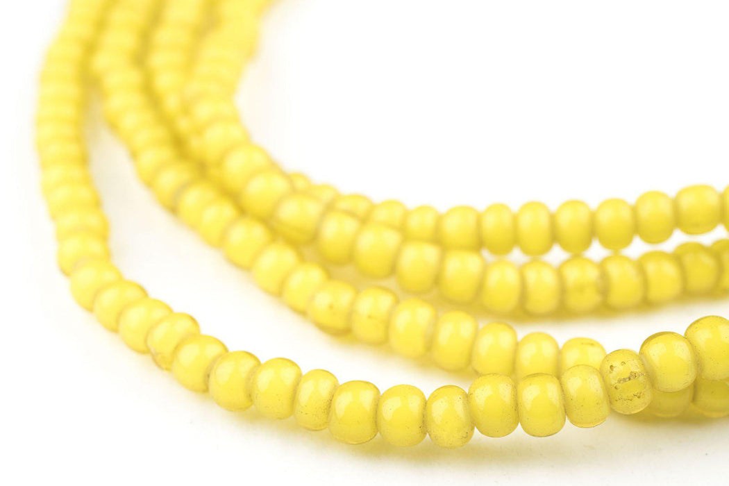 Yellow White Heart Beads (4mm) - The Bead Chest
