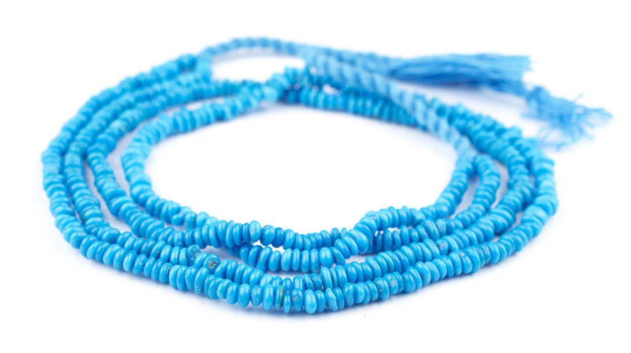 Rondelle-Style Genuine Sleeping Beauty Turquoise Beads (Deep-Blue) - The Bead Chest