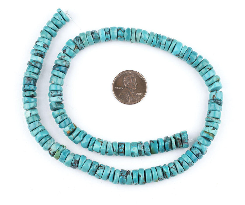 Blue Turquoise Stone Disk Beads (8mm) - The Bead Chest