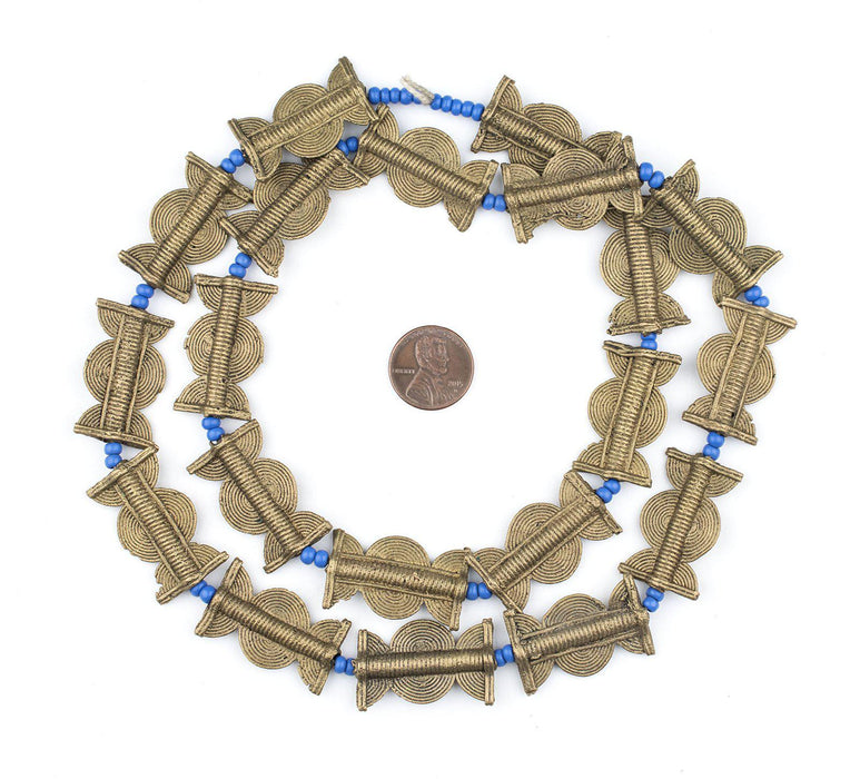Brass Baule Beads, Sun Moon Design (30x18mm) - The Bead Chest