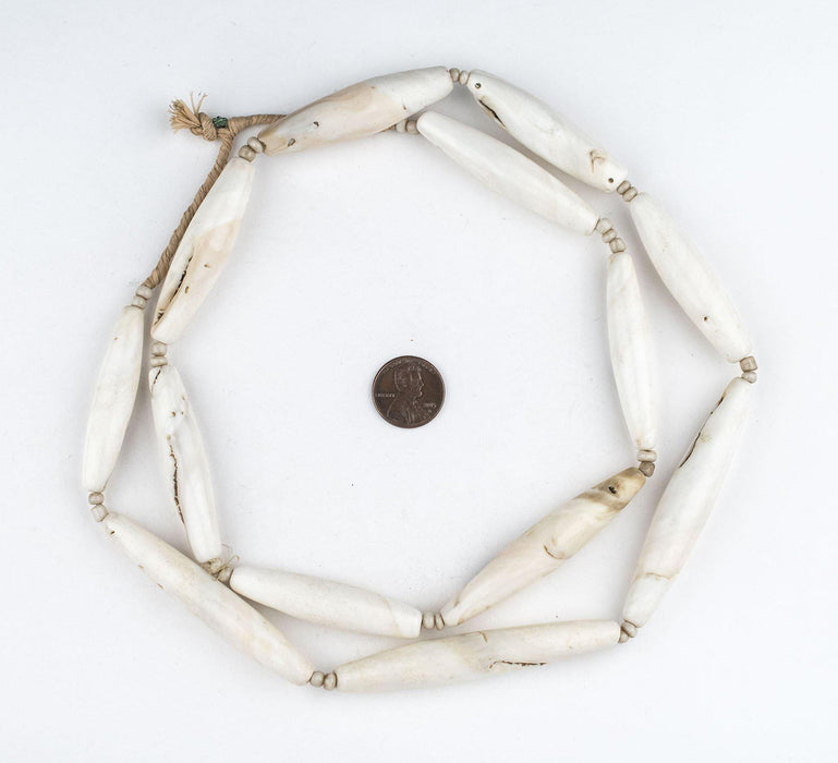 Elongated Bicone Naga Shell Beads (60x12mm) - The Bead Chest