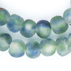 Blue, Green, White Recycled Glass Beads (14mm)