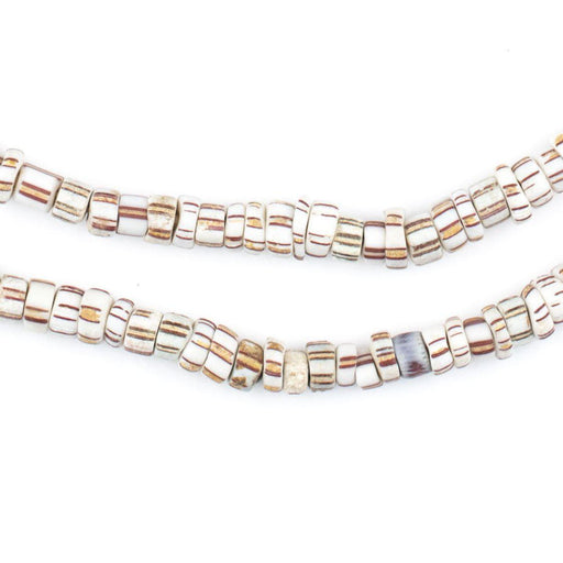 Vintage White Striped Czech Disk Beads
