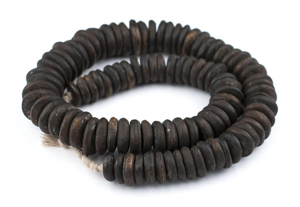 Graduated Nigerian Camel Bone Disk Beads (Chocolate Brown) - The Bead Chest