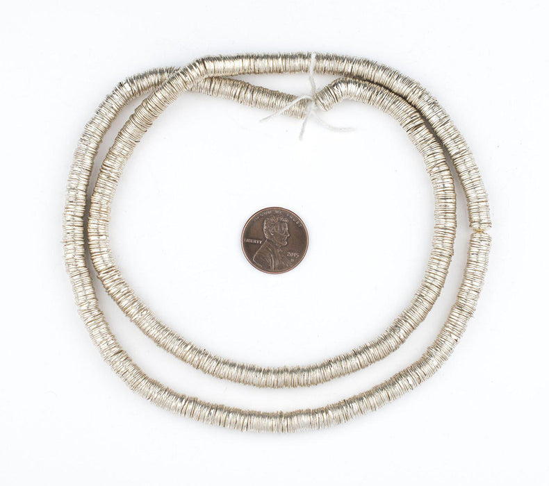 Silver Interlocking Crisp Beads (6mm, 24 Inch Strand) - The Bead Chest
