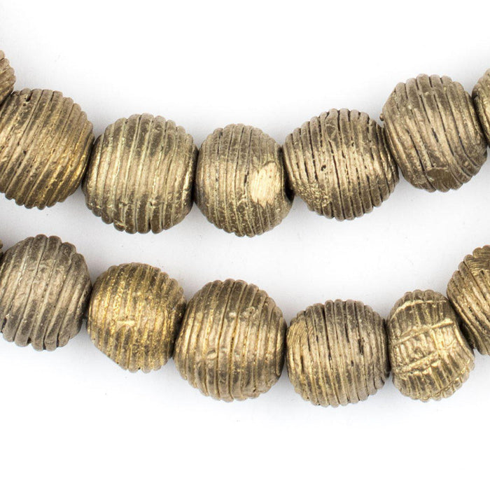 Wound Round Ghana Brass Globe Beads (12mm) - The Bead Chest