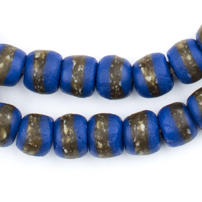 Bright Cobalt Blue Kente Krobo Beads (14mm) - The Bead Chest