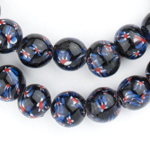 Midnight Blue Round Millefiori Beads (14mm)