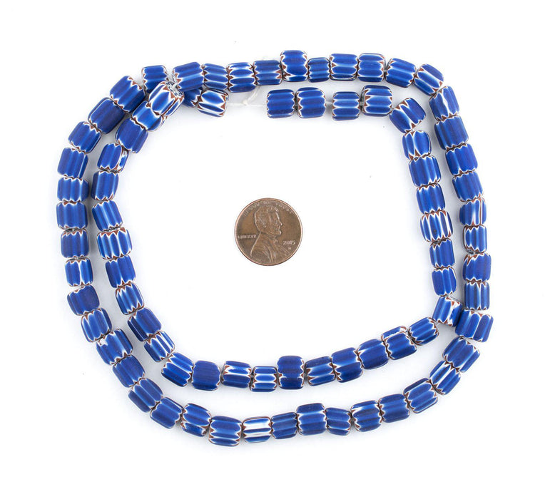 Matte Blue Chevron Beads (8mm) - The Bead Chest