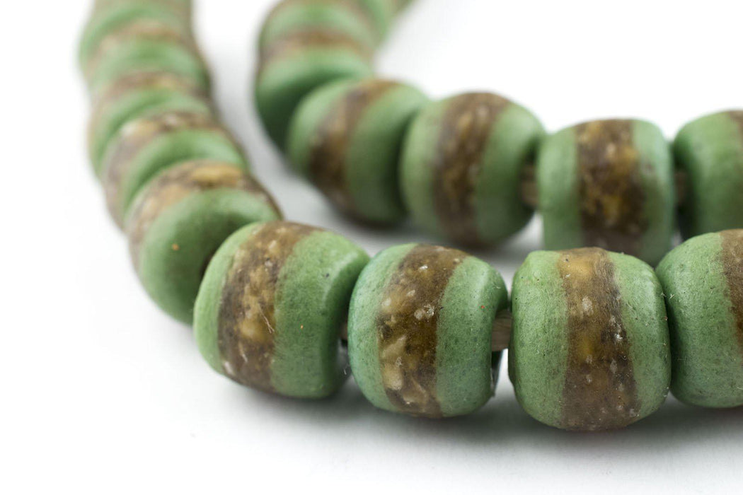 Lime Green Kente Krobo Beads (14mm) - The Bead Chest