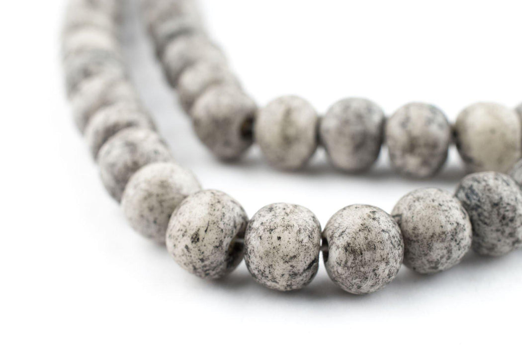 Speckled Round Grey Bone Beads (8mm) - The Bead Chest