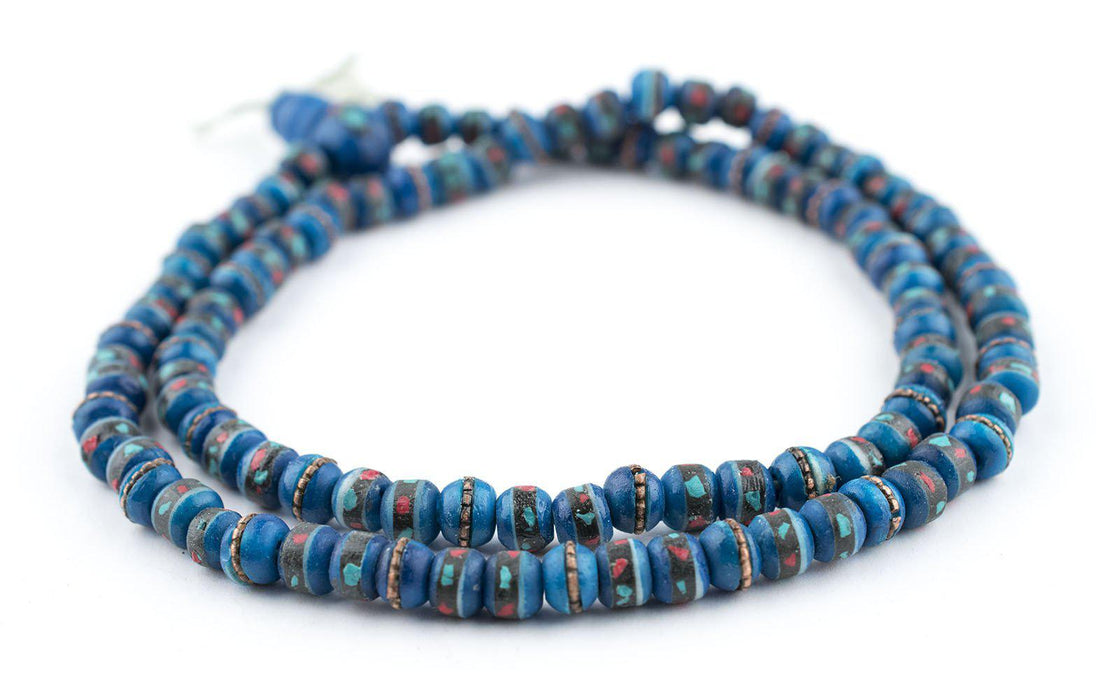 Turquoise Inlaid Yak Bone Mala Beads (6mm) - The Bead Chest