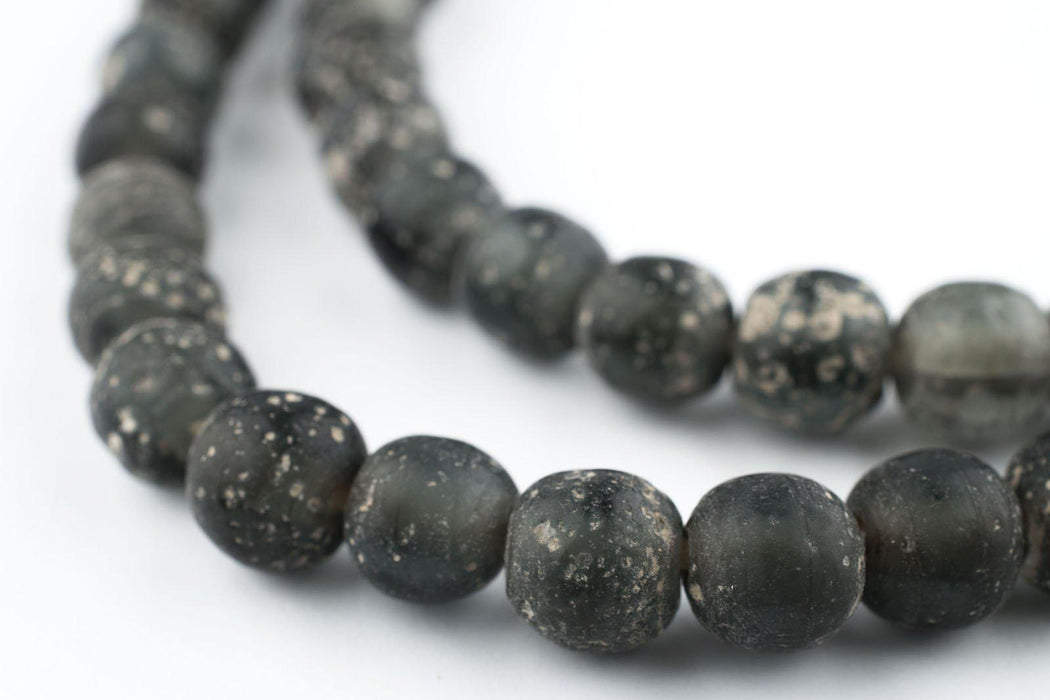 Dark Grey Ancient Style Java Glass Beads (9mm) - The Bead Chest