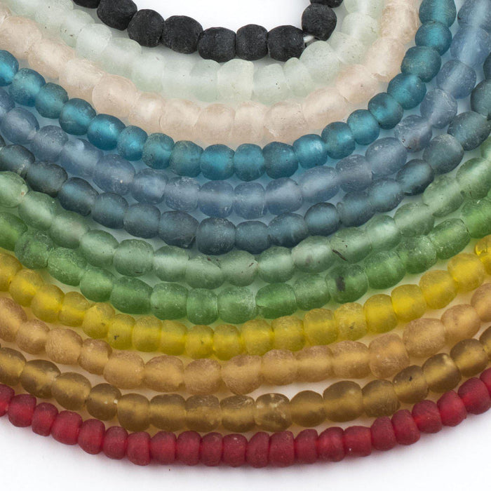 12 Strand Rainbow Bundle - Recycled Glass Beads - 9mm - The Bead Chest
