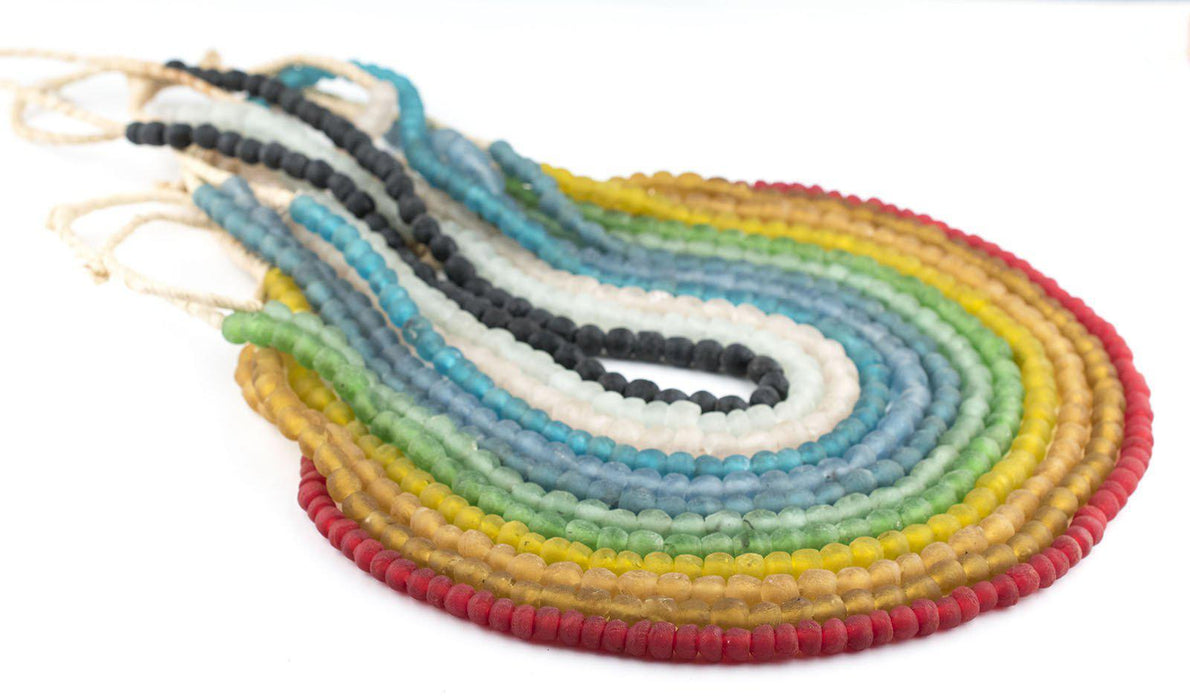 12 Strand Rainbow Bundle - Recycled Glass Beads - 9mm - The Bead Chest