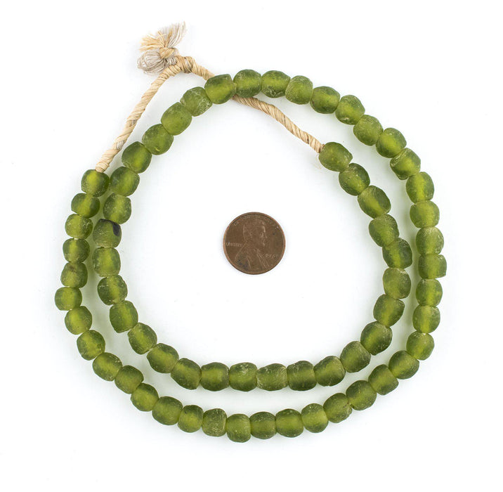 Lime Green Recycled Glass Beads (9mm) - The Bead Chest