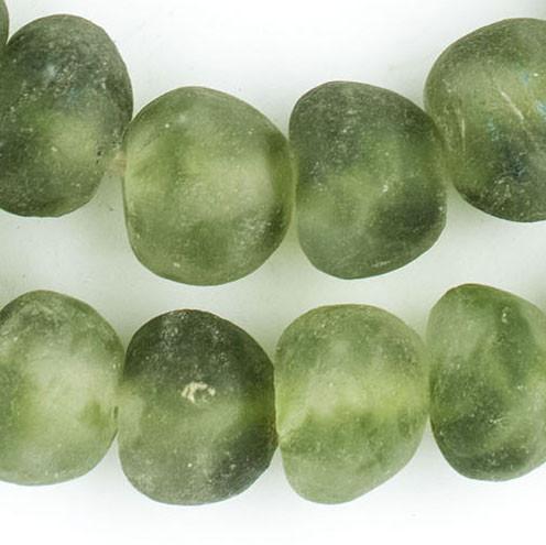 Jumbo Forest Green Swirl Recycled Glass Beads (23mm) - The Bead Chest