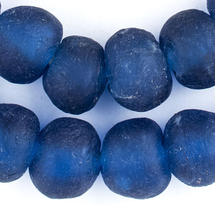Jumbo Blue Recycled Glass Beads (23mm) - The Bead Chest