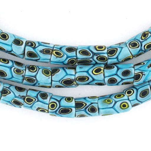 Baby Blue Antique Matching Venetian Millefiori Trade Beads (Long Strand) - The Bead Chest