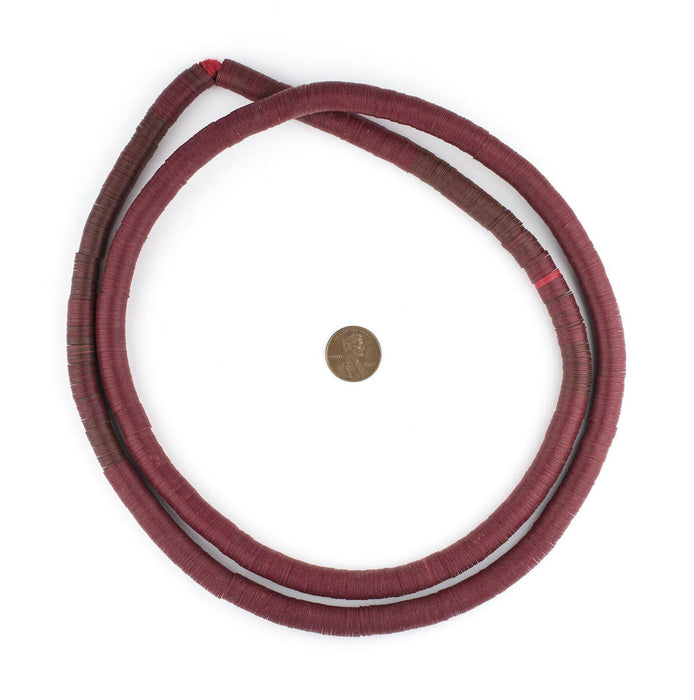 Maroon Vintage Vinyl Phono Record Beads (9-12mm) - The Bead Chest