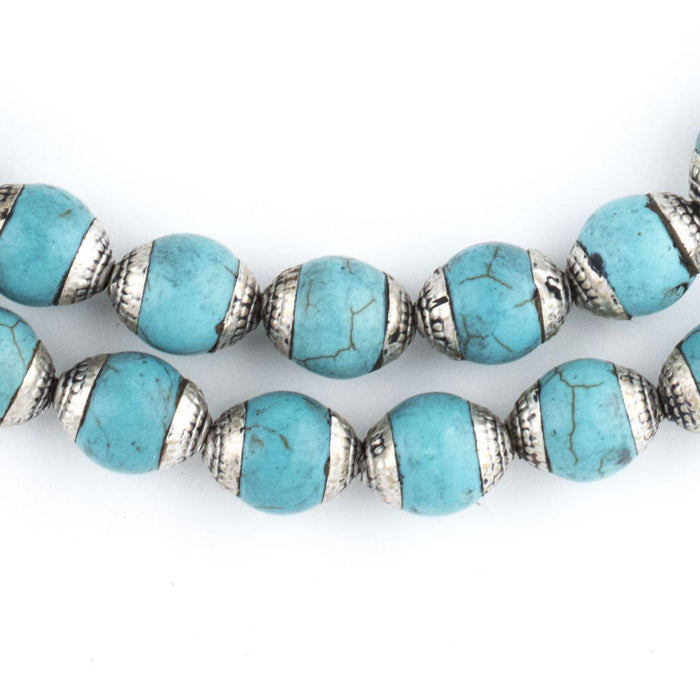 Turquoise Nepali Silver Capped Beads - The Bead Chest