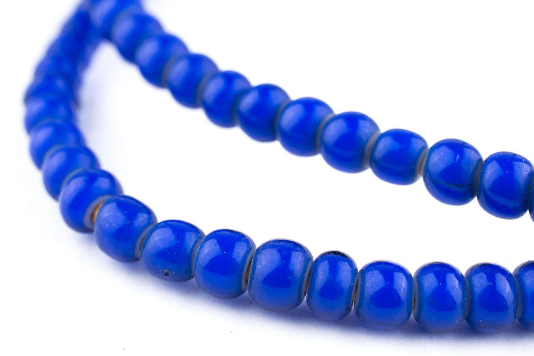 Navy Blue White Heart Beads (6mm) - The Bead Chest