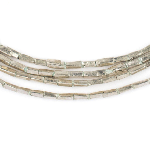 Silver Rectangular Tube Ethiopian Beads (5x2mm) - The Bead Chest