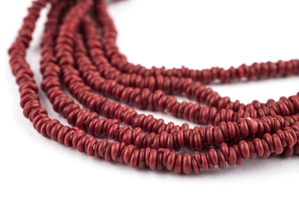 Red Java Glass Heishi Beads - The Bead Chest