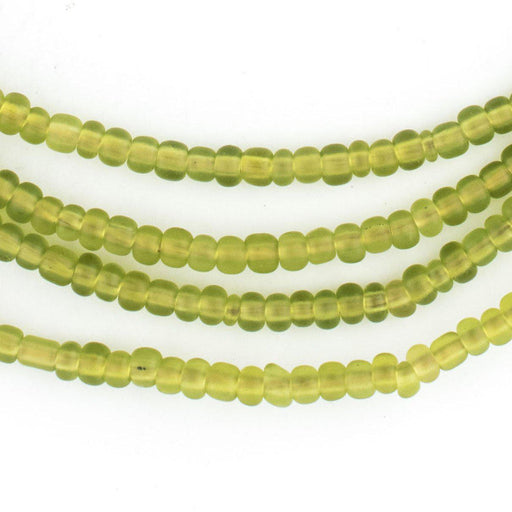 Translucent Lime Green Ghana Glass Seed Beads - The Bead Chest