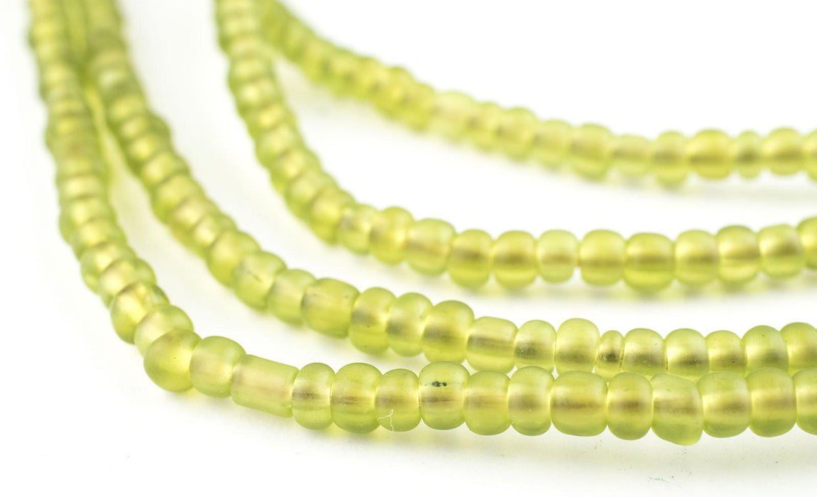 Translucent Lime Green Ghana Glass Seed Beads - The Bead Chest