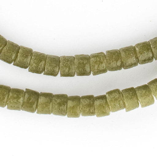 Olive Green Sandcast Cylinder Beads - The Bead Chest