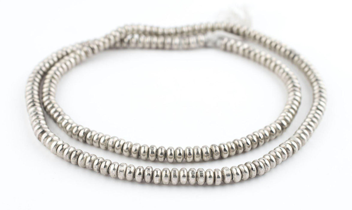 White Metal Smooth Rondelle Beads (3x6mm) - The Bead Chest