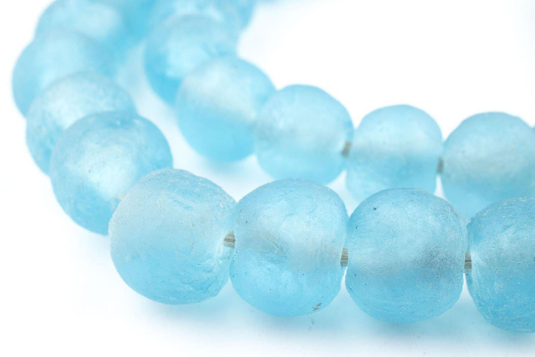 Baby Blue Recycled Glass Beads (18mm) - The Bead Chest