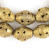 Cameroon-Style Brass Filigree Oval Beads (26x18mm)