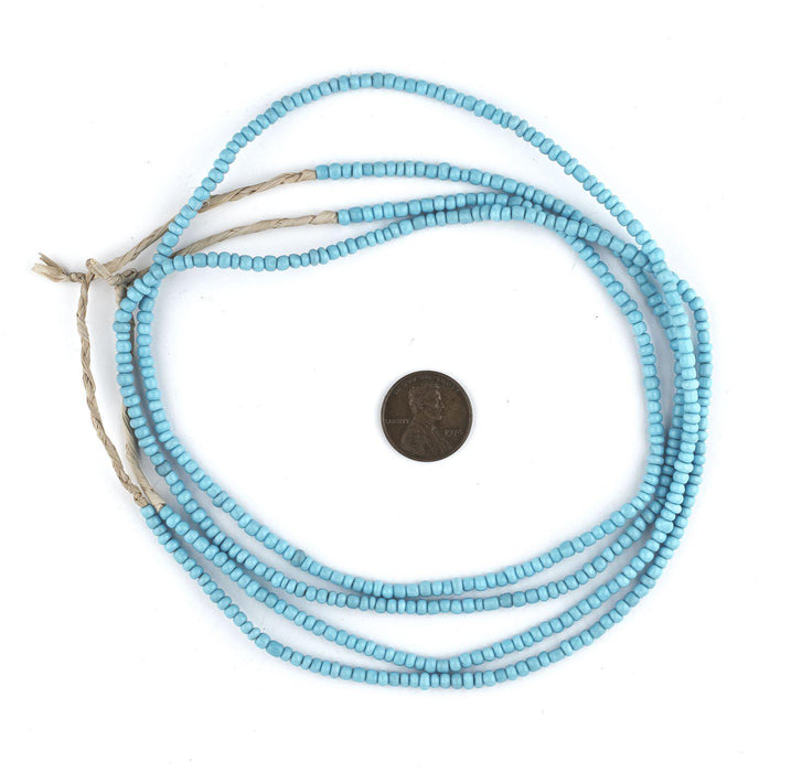 Sky Blue Ghana Glass Seed Beads (3mm) - The Bead Chest