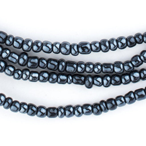 Iridescent Black Ghana Glass Seed Beads (4mm) - The Bead Chest