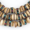 Vintage Inlaid Rustic Bone Mala Beads (10mm)