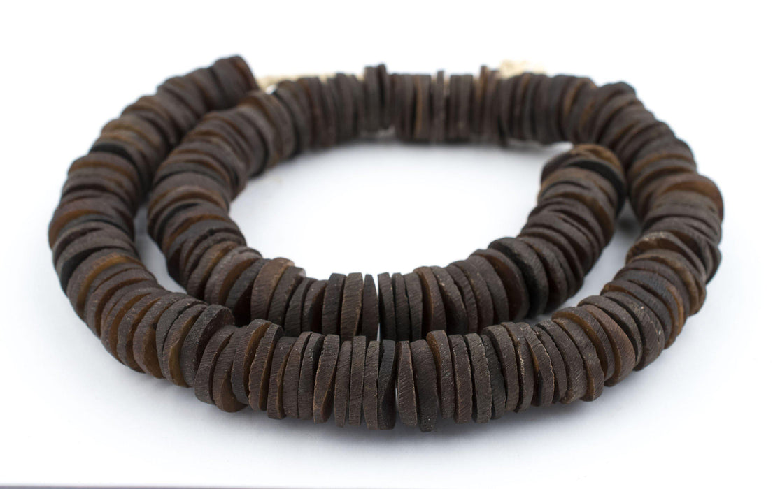Dark Brown Coconut Bone Heishi Beads (18mm) - The Bead Chest