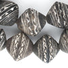 Patterned Mali Clay Spindle Bicone Beads (22x21mm)