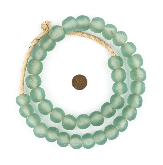 Green Aqua Recycled Glass Beads (19mm) - The Bead Chest