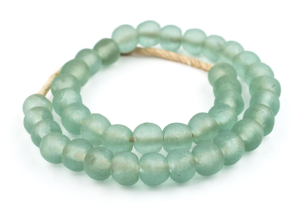 Green Aqua Recycled Glass Beads (19mm) - The Bead Chest