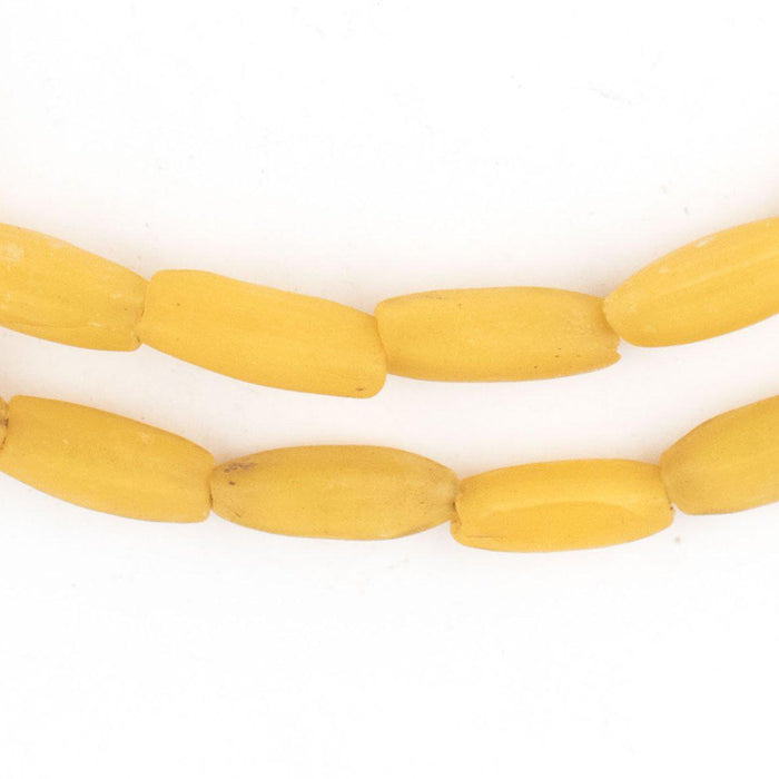 Yellow Venetian Glass Watermelon Oval Beads - The Bead Chest