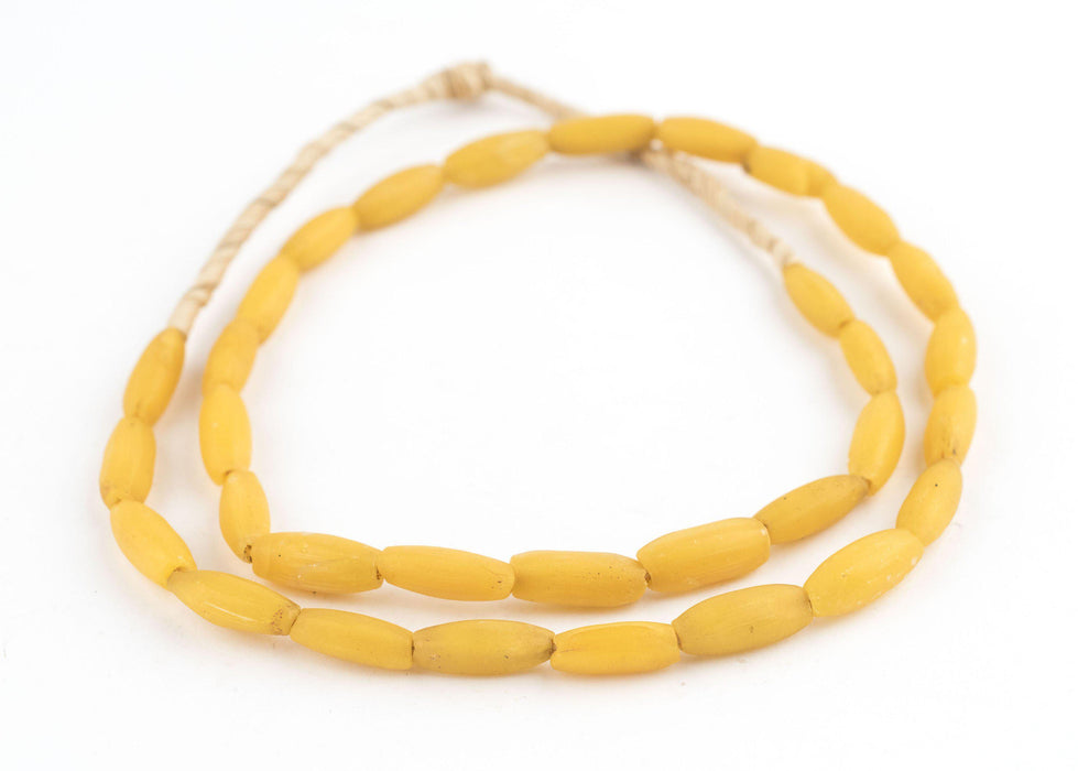 Yellow Venetian Glass Watermelon Oval Beads - The Bead Chest