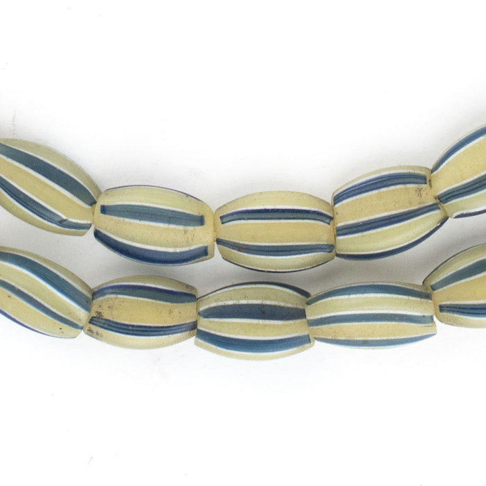 Blue & Yellow Striped Venetian Watermelon Chevron Beads - The Bead Chest