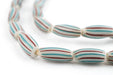 Turquoise & Red Striped Venetian Watermelon Chevron Beads - The Bead Chest