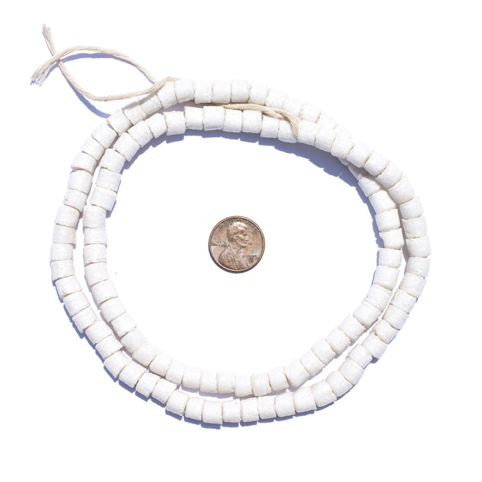 White Sandcast Cylinder Beads - The Bead Chest