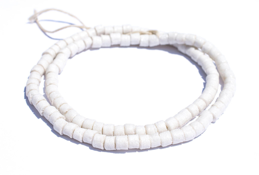 White Sandcast Cylinder Beads - The Bead Chest