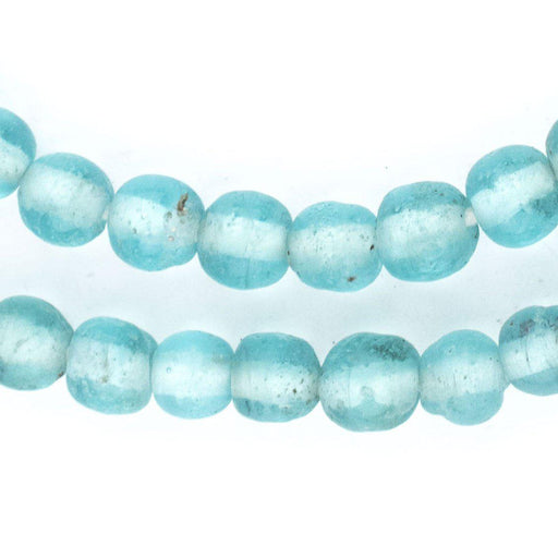Clear Marine Ancient Style Java Glass Beads (9mm) - The Bead Chest