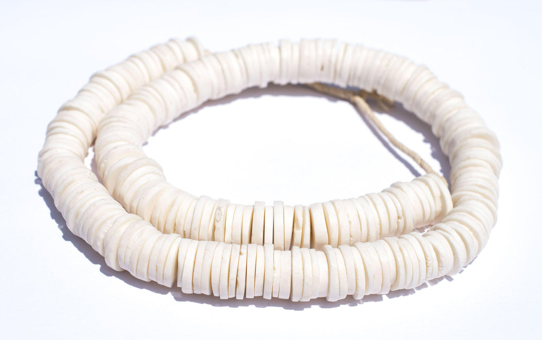 White Coconut Bone Heishi Beads (16mm) — The Bead Chest